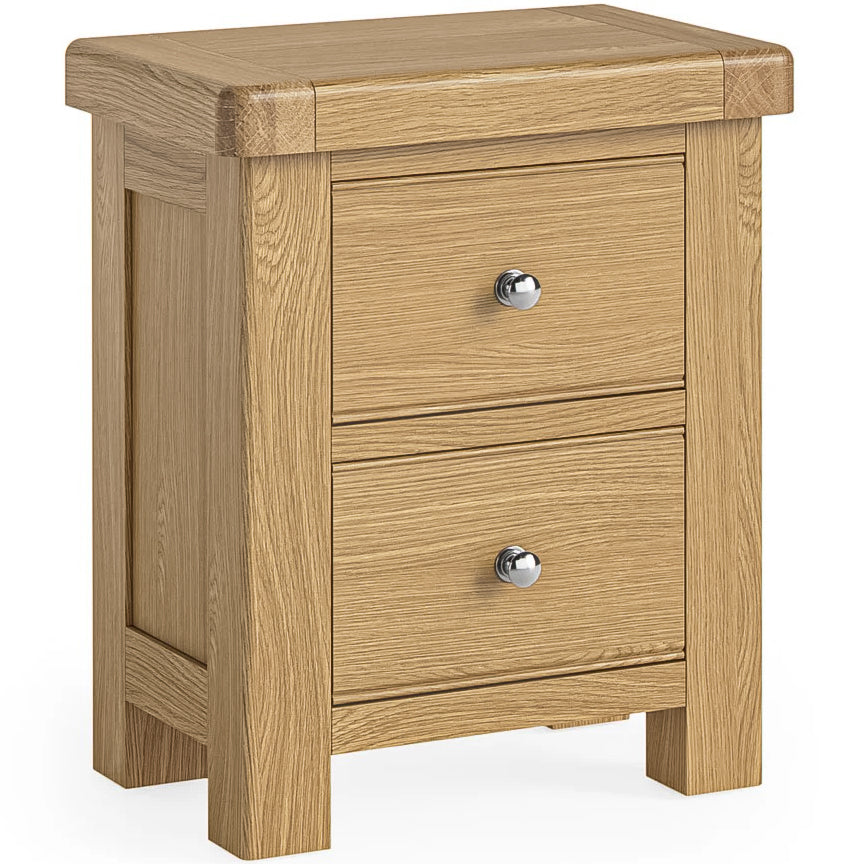 Kinvara Oak Bedside Locker with 2 drawers