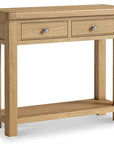 Kinvara Oak Console Table with low shelf and 2 drawers