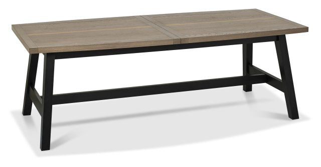 Leah Peppercorn Extension Dining Table with black t bar base