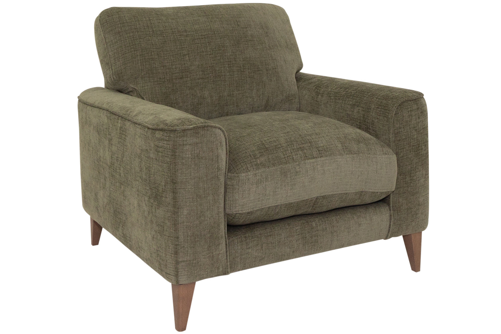 London Green Fabric Armchair with wooden feet