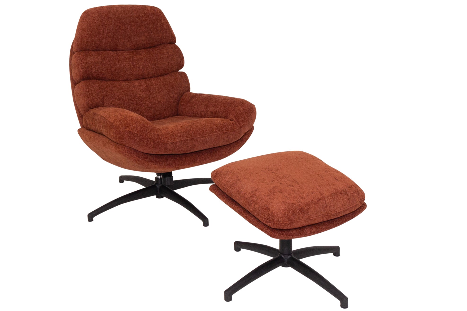 Noah Orange Armchair & Footstool with black bases