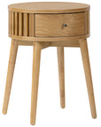Carna - Oak 1 Drawer Round Lamp Table