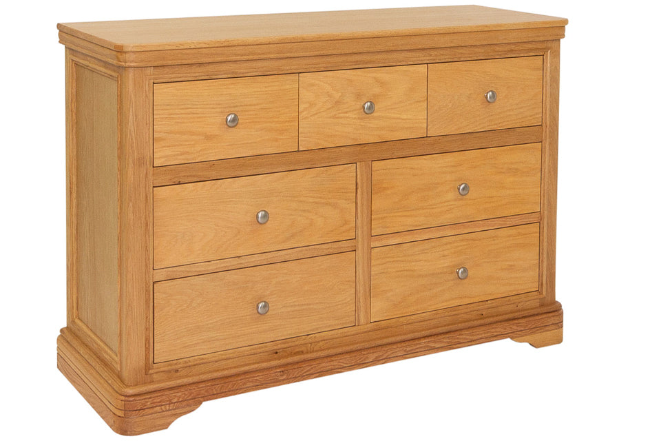 Salerno 3 Over 4 Wide Chest with brushed nickle handles