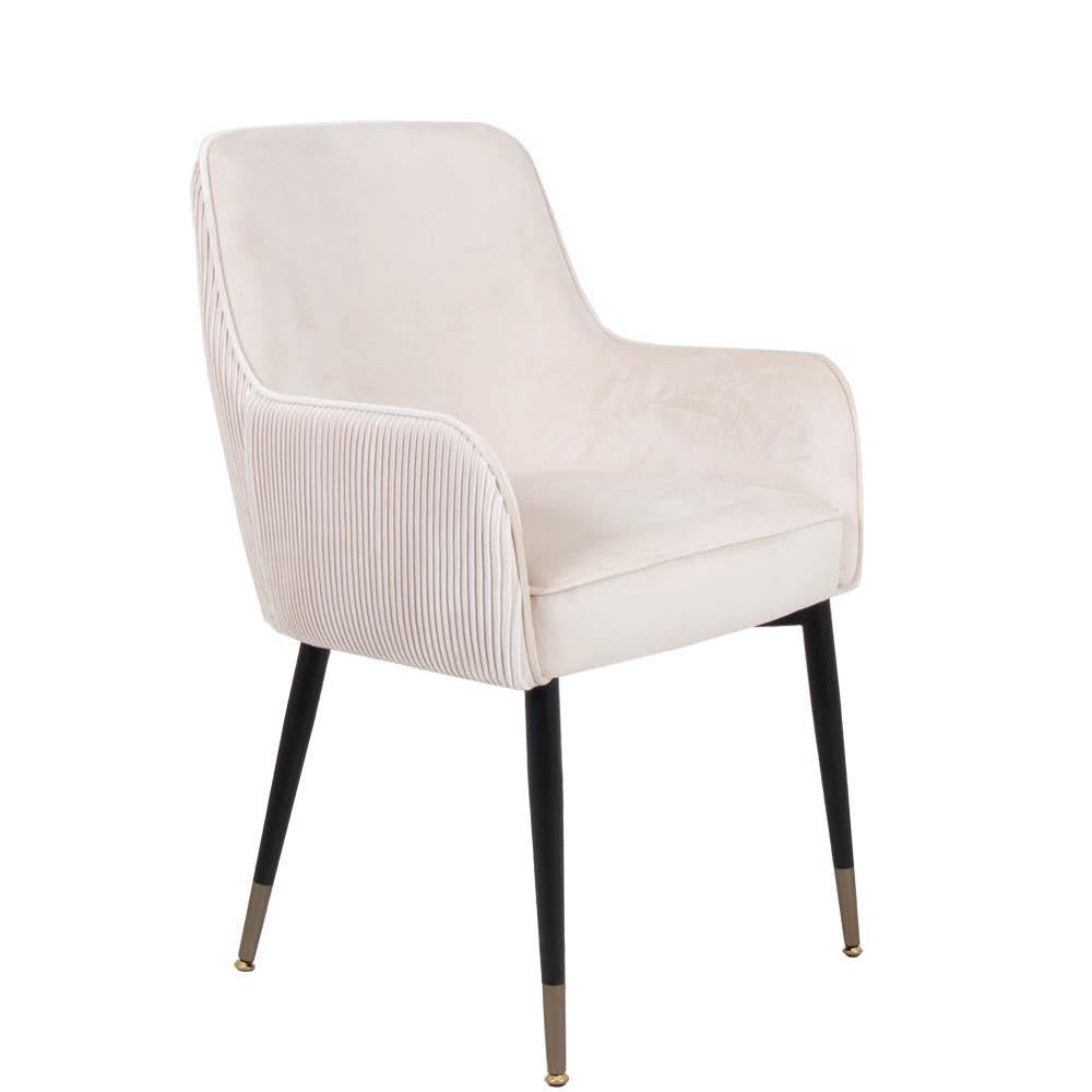 Sauron Ivory Velvet Dining Chair with gold feet