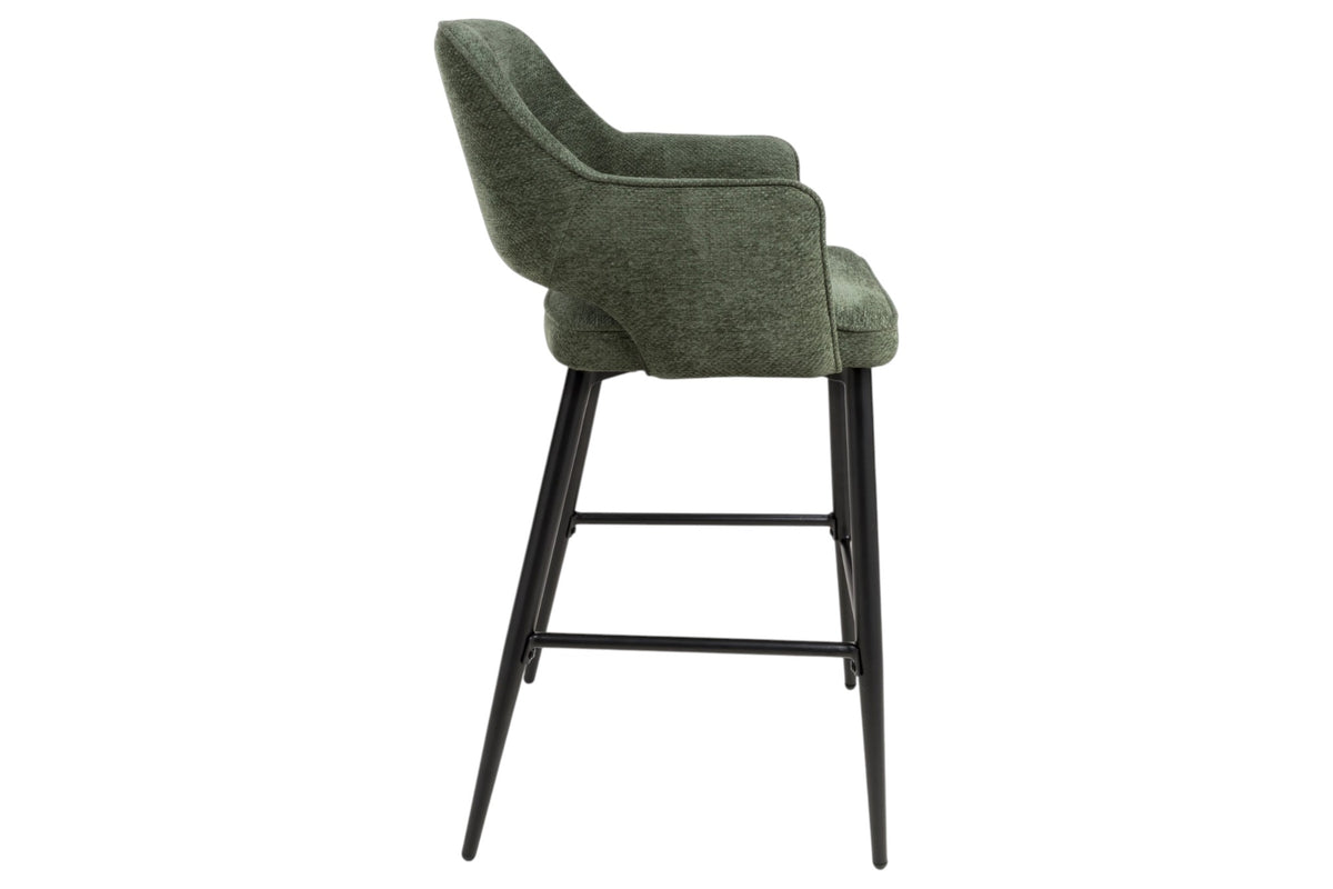 Roxy - Green High Bar Stool With Black Leg