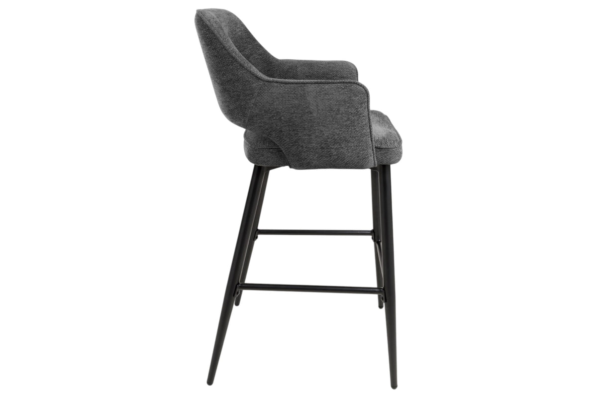 Roxy - Steel And Grey High Bar Stool With Black Leg