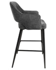 Roxy - Steel And Grey High Bar Stool With Black Leg