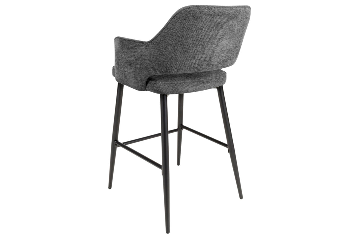 Roxy - Steel And Grey High Bar Stool With Black Leg