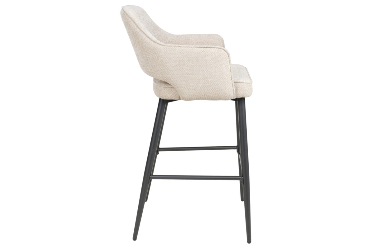 Roxy - Cream High Bar Stool With Black Leg