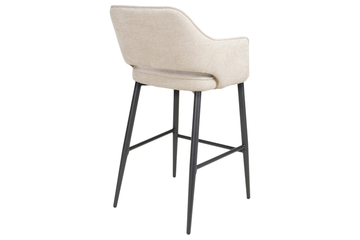 Roxy - Cream High Bar Stool With Black Leg