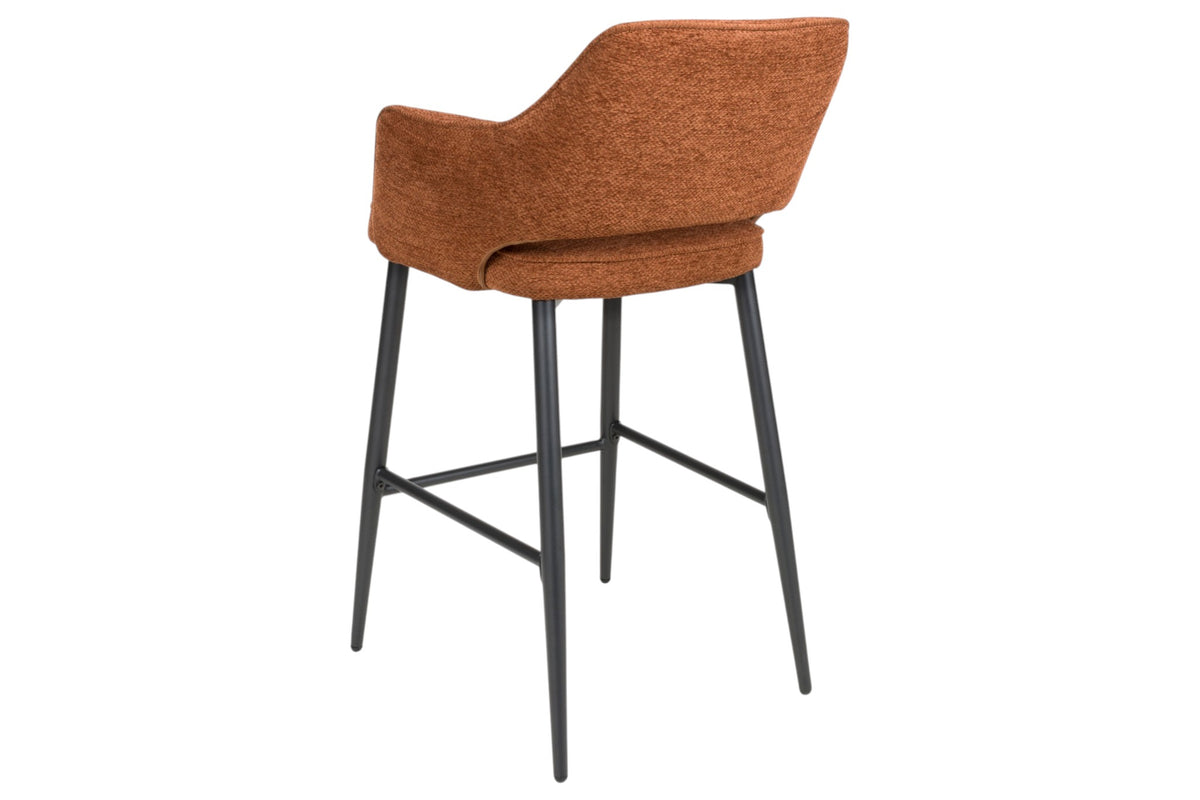 Roxy - Orange High Bar Stool With Black Leg