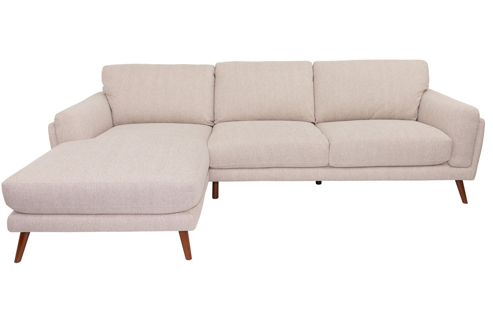 Tulla - Cream Fabric 3 Seater Chaise Corner Sofa (Left)