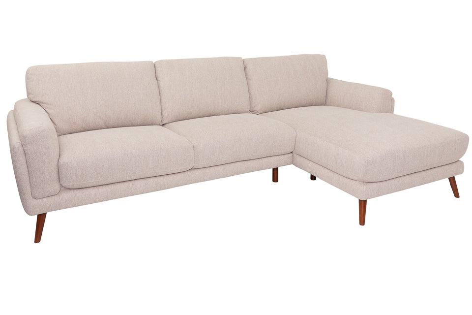 Tulla - Cream Fabric 3 Seater Chaise Corner Sofa (Right)