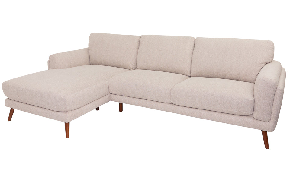 Tulla - Cream Fabric 3 Seater Chaise Corner Sofa (Left)