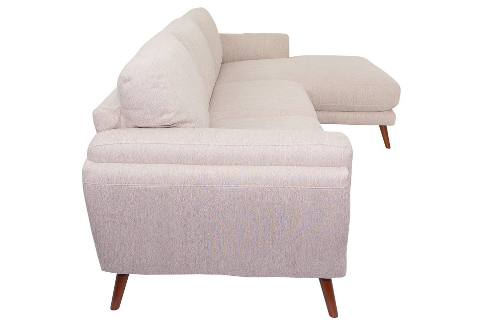 Tulla - Cream Fabric 3 Seater Chaise Corner Sofa (Right)