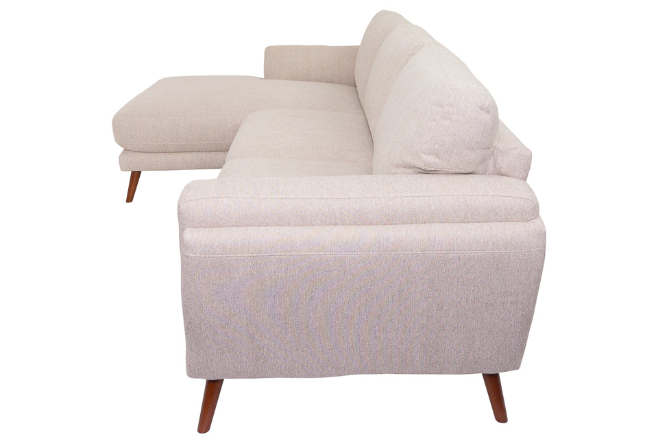 Tulla - Cream Fabric 3 Seater Chaise Corner Sofa (Left)
