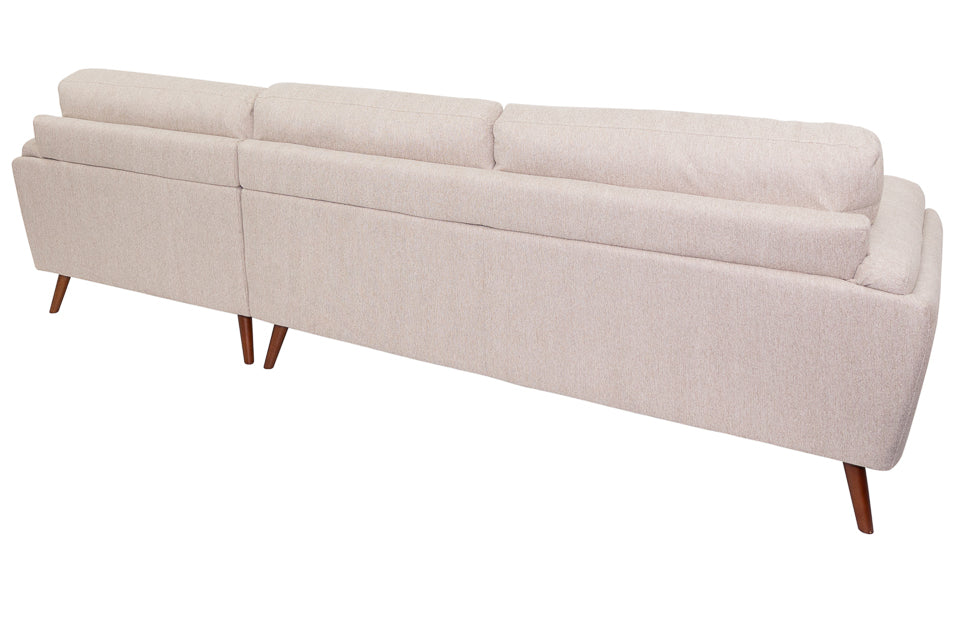 Tulla - Cream Fabric 3 Seater Chaise Corner Sofa (Right)