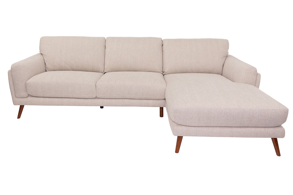 Tulla - Cream Fabric 3 Seater Chaise Corner Sofa (Right)