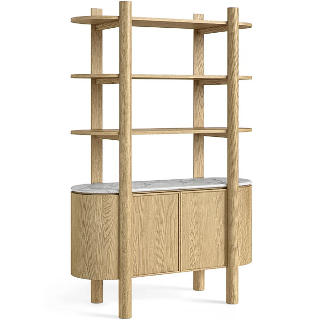 Tina Marble Top Bookcase with 3 shelves
