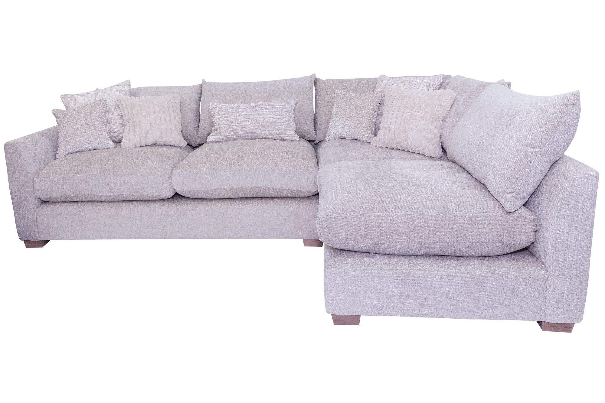 Tora White Fabric Corner Suite with scatter cushions