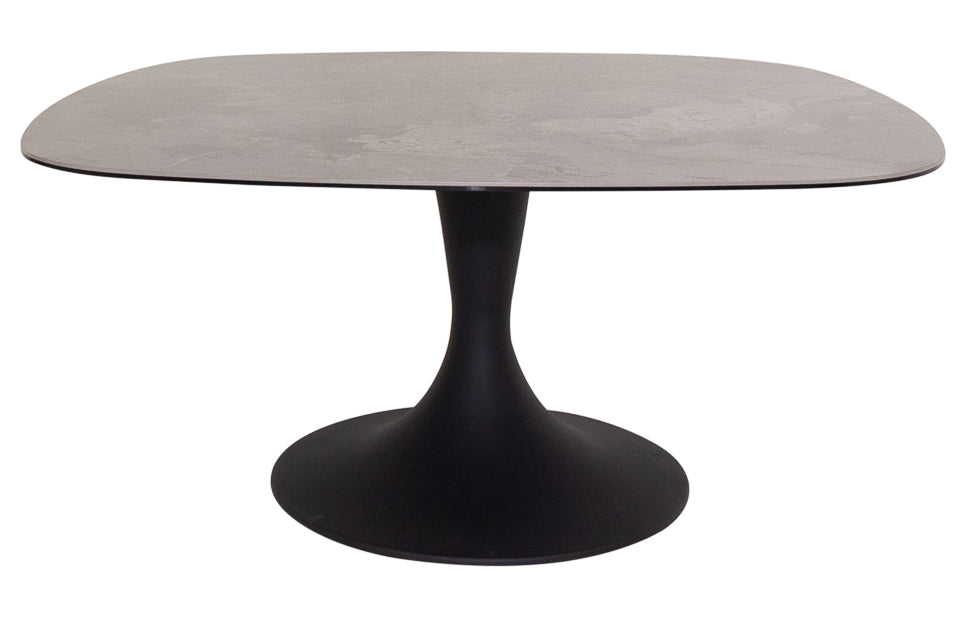Valentino - Grey And Black Ceramic And Metal Square Dining Table 160Cm