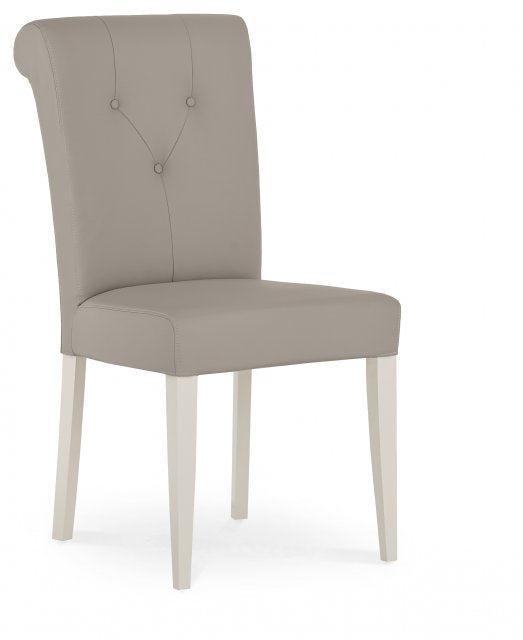Vesper grey Faux Leather button Dining Chair