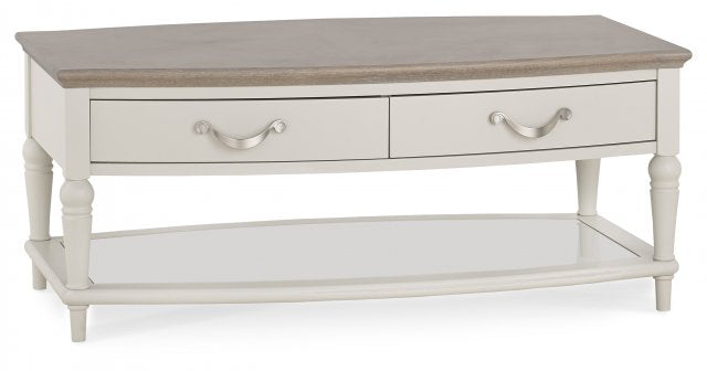 Vesper Grey and Oak Coffee Table wih 2 drawers and lower shelf