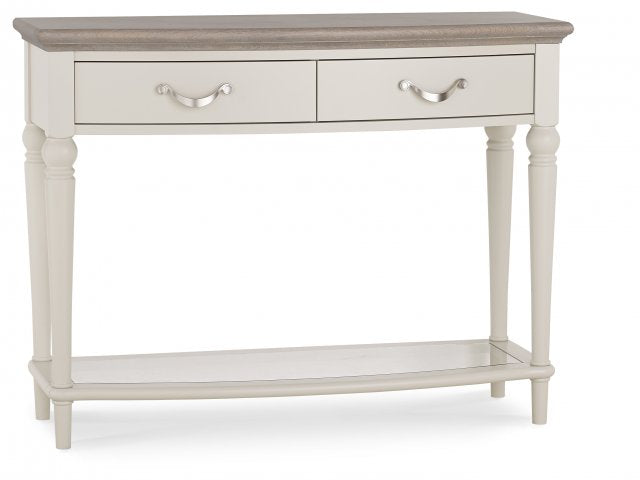 Vesper Grey and Oak Console Table with glass shelf