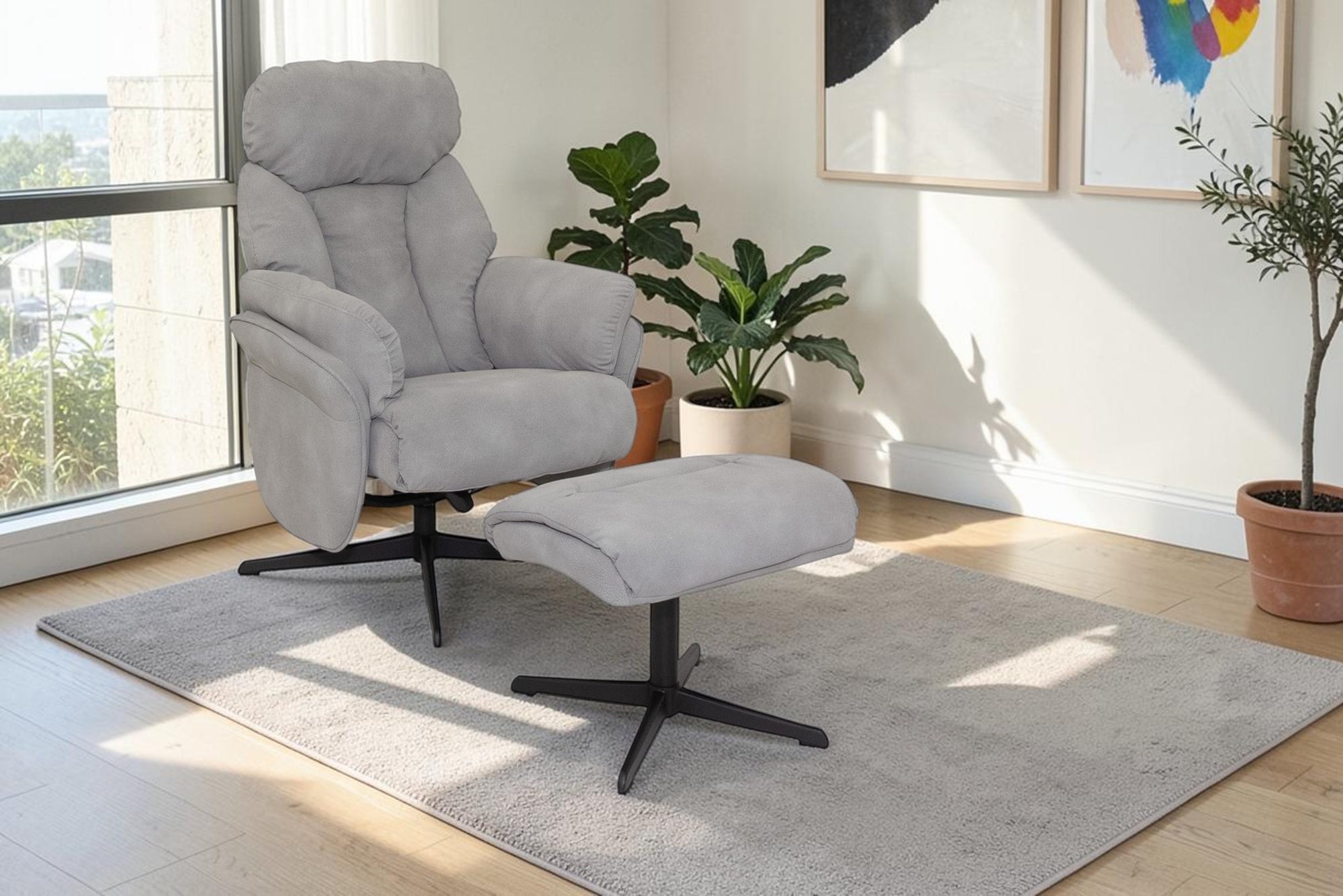 Loire - Light Grey Swivel Recliner