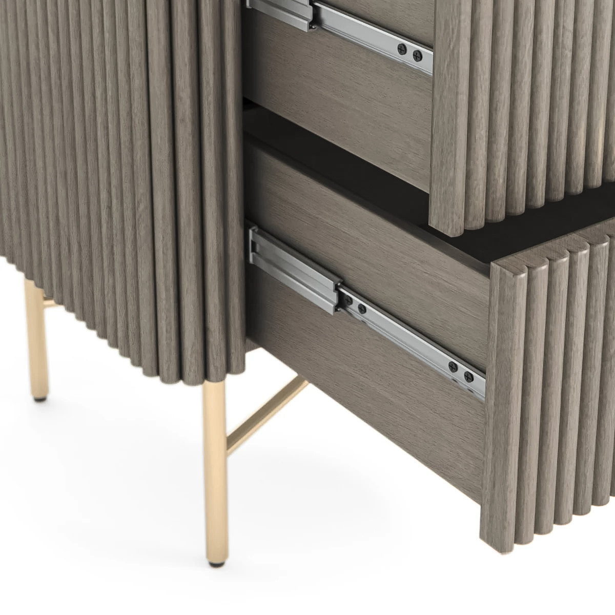 Volga - Stone And Wood 2 Drawer  Bedside Locker (60Cm)