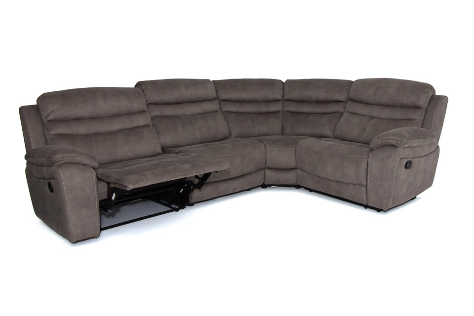 Aluna - Taupe Fabric Corner Recliner Sofa