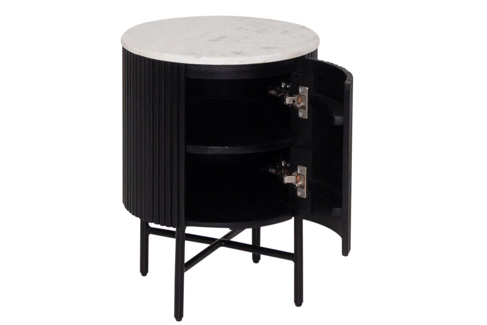 Balla - Black 1 Door Round  Bedside Locker (Cupboard)