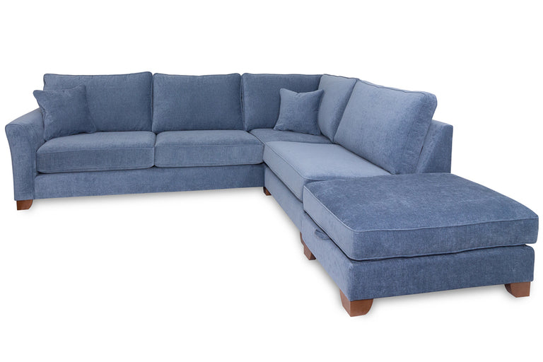 Blake Blue Fabric Corner Sofa Craughwell Furniture & Carpets Ltd