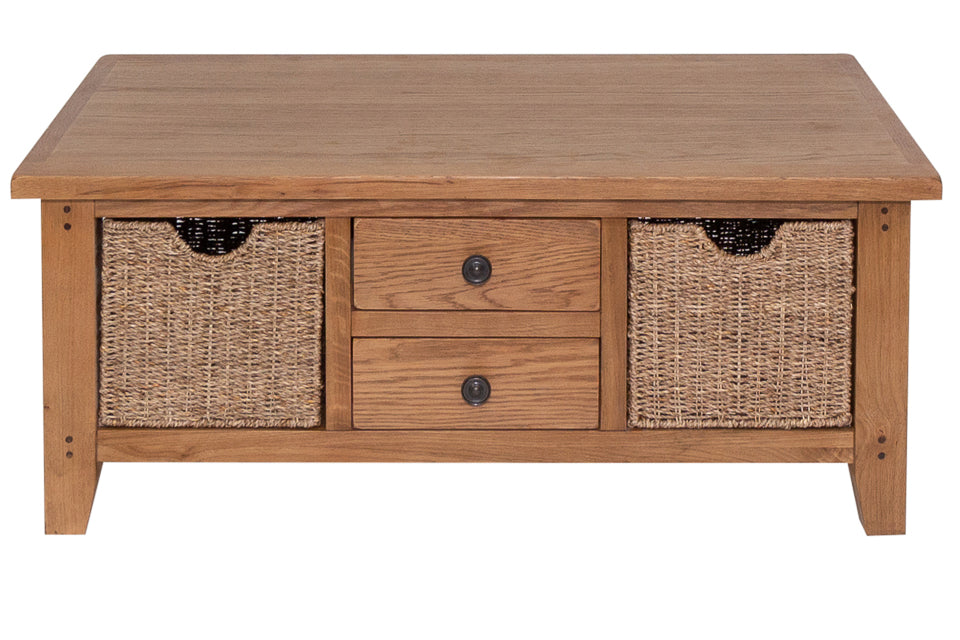 Bray - Oak Coffee Table With Baskets