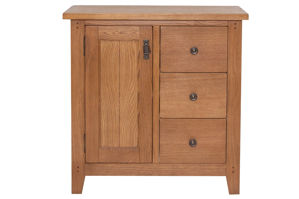 Bray - Oak 1 Door Mini Sideboard With 3 Drawers