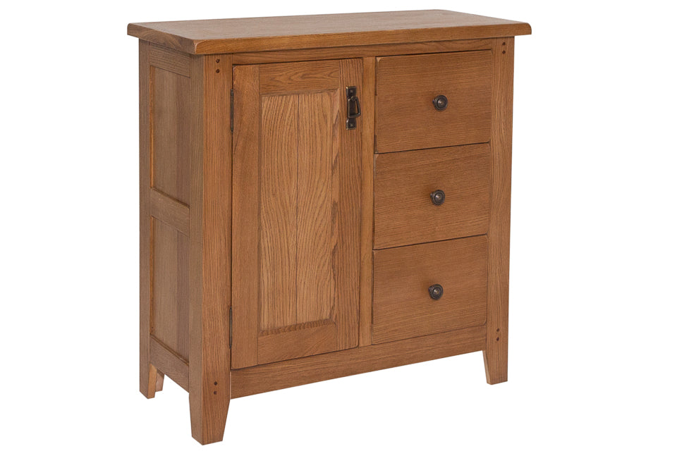 Bray - Oak 1 Door Mini Sideboard With 3 Drawers