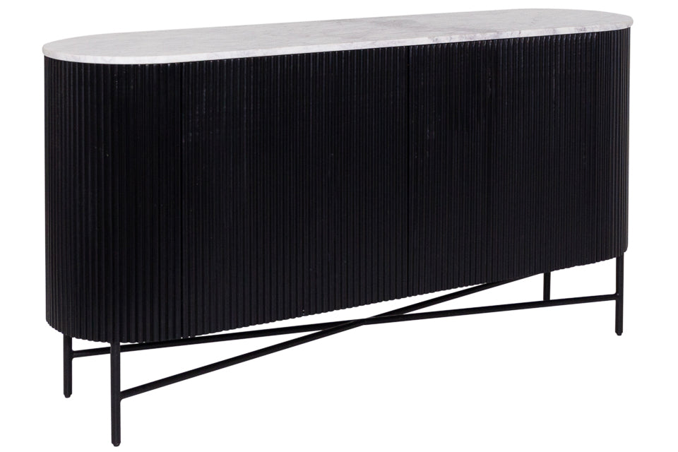 Balla large Black 2 Door Sideboard with marble top