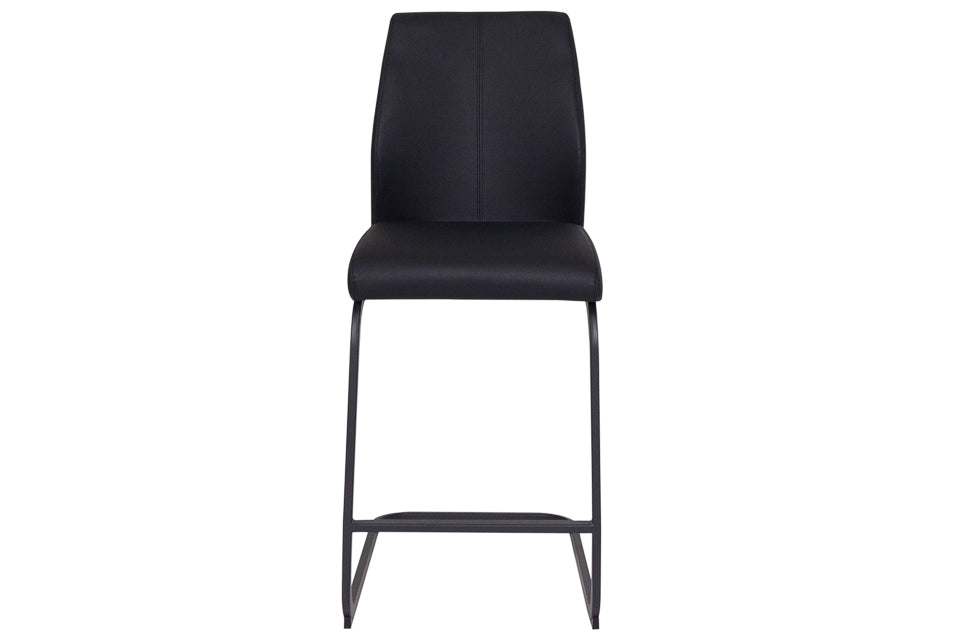 Cabra - Black Faux Leather And Metal Counter Height Bar Stool