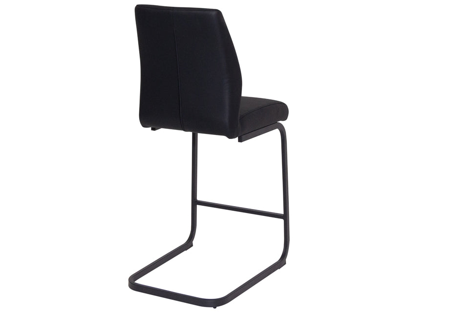 Cabra - Black Faux Leather And Metal Counter Height Bar Stool