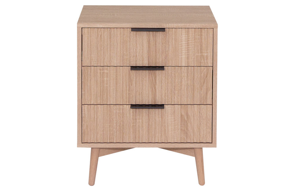 Caragh - Oak 3 Drawer Bedside Locker