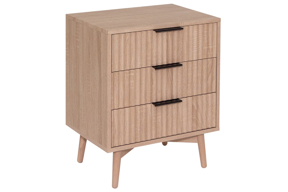 Caragh - Oak 3 Drawer Bedside Locker