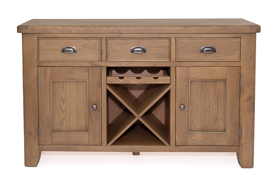 Cardiff Oak 2 Door 3 Drawer Sideboard With Wine Rack Craughwell