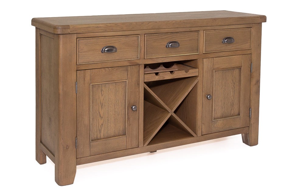 Cardiff Oak 2 Door 3 Drawer Sideboard With Wine Rack Craughwell