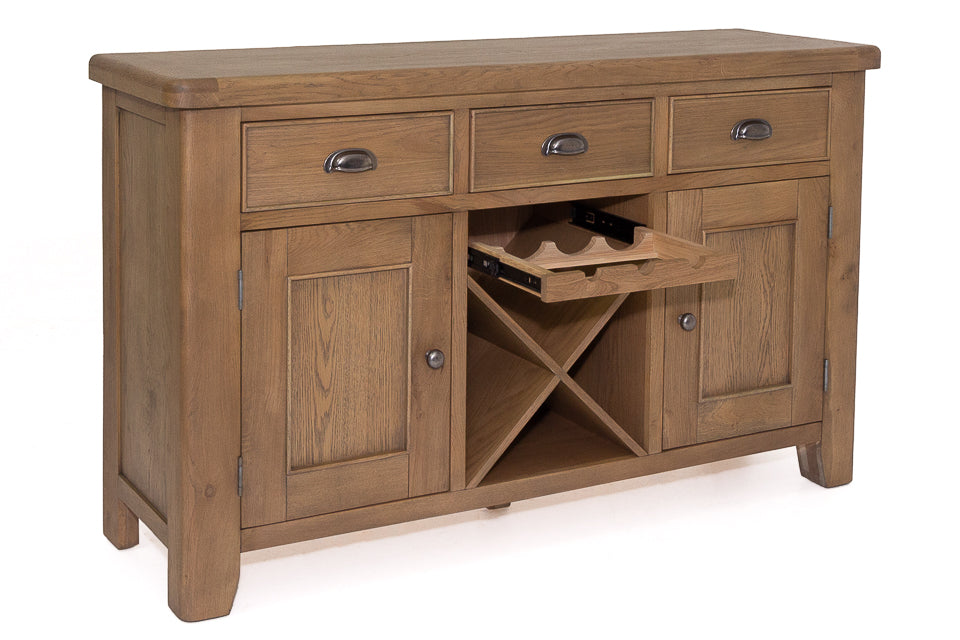 Cardiff Oak 2 Door 3 Drawer Sideboard With Wine Rack Craughwell