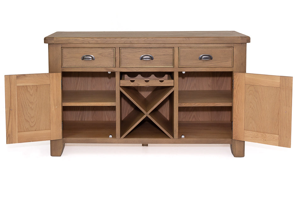 Cardiff Oak 2 Door 3 Drawer Sideboard With Wine Rack Craughwell