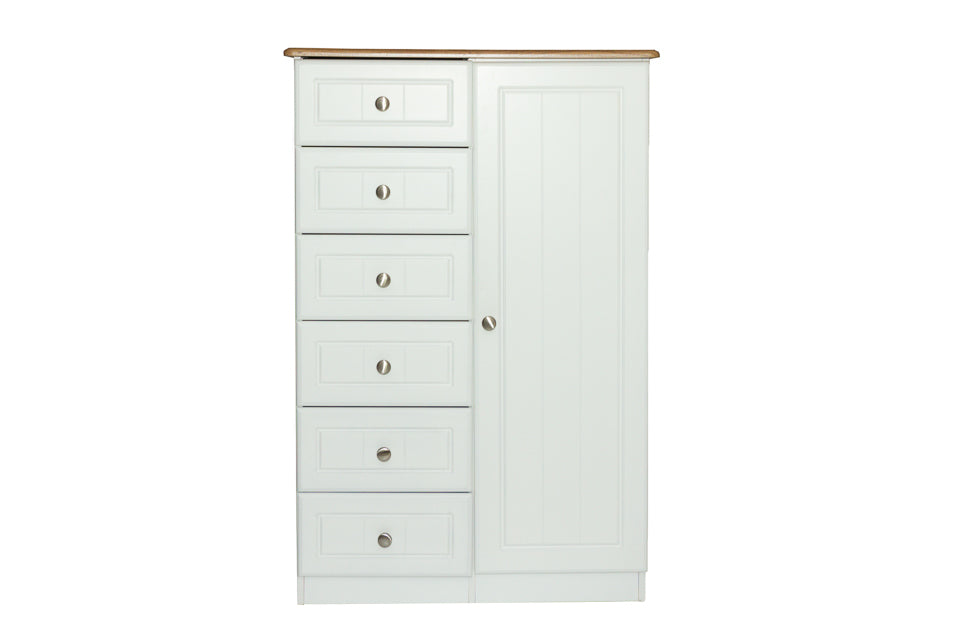 Eden - 1 Door Childs Wardrobe With 6 Drawers