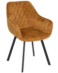 Edel - Yellow Fabric And Metal Dining Chair