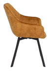 Edel - Yellow Fabric And Metal Dining Chair