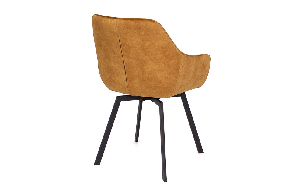 Edel - Yellow Fabric And Metal Dining Chair