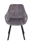 Edel - Grey Fabric And Metal Dining Chair